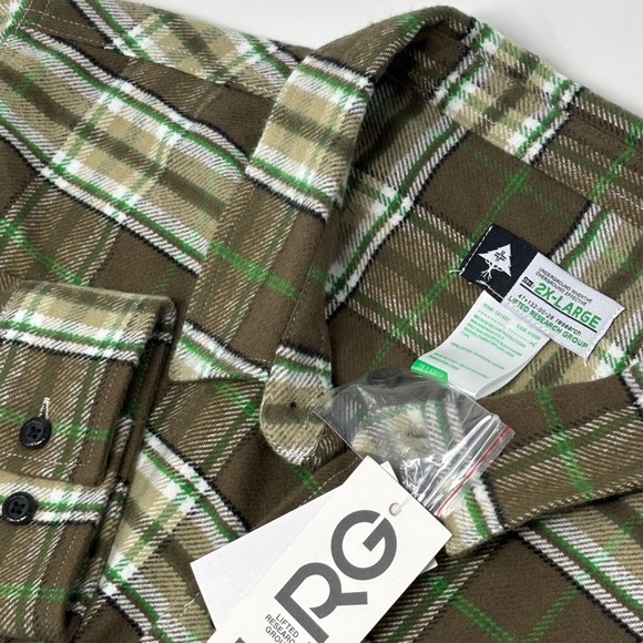 Lrg Other - LRG Heavy Flannel Shirt Mens 2XL Green Brown Plaid Overshirt Streetwear